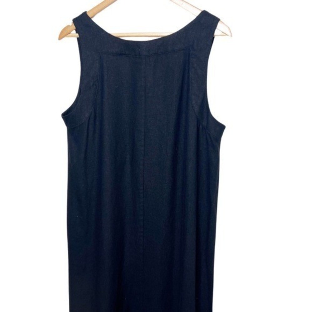DKNY NWT Black Linen Blend V-Neck Sleeveless Maxi Dress P41C8FZK Womens Medium - Picture 5 of 8